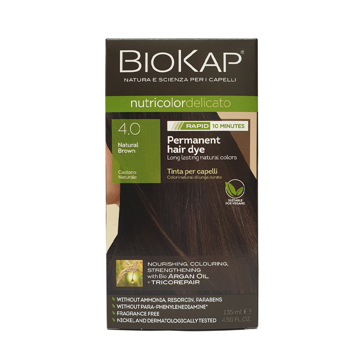 BioKap Nutricolor Delicato RAPID Natural Brown 4.0 Permanent Hair Dye 135ml